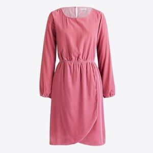 J Crew Size 4 Pink Velvet Longsleeve Tulip Hem‎ Mini Dress Wedding Baby Shower